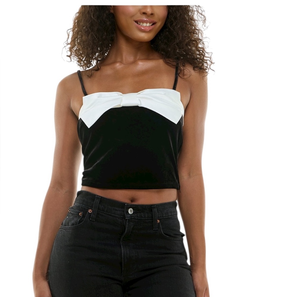 Alex & Sophia Juniors' Bow Accent Sleeveless Camisole Velvet Top NEW Size 0
